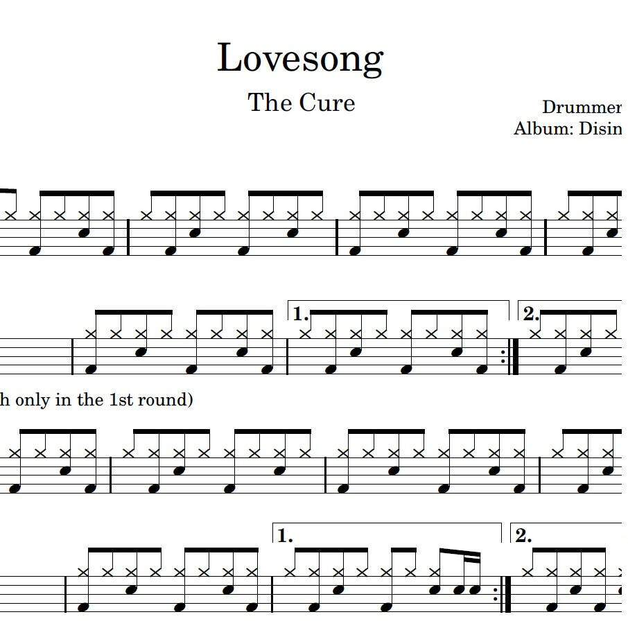 love song sheet music the cure