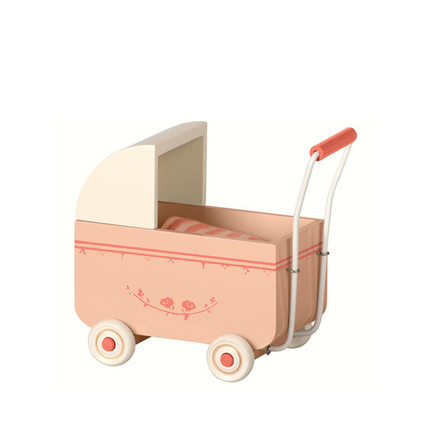 pink wooden pram