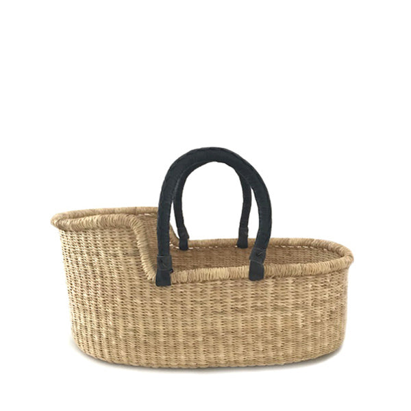 Mini Moses Doll's Basket - Natural with Black Handles – Elenfhant