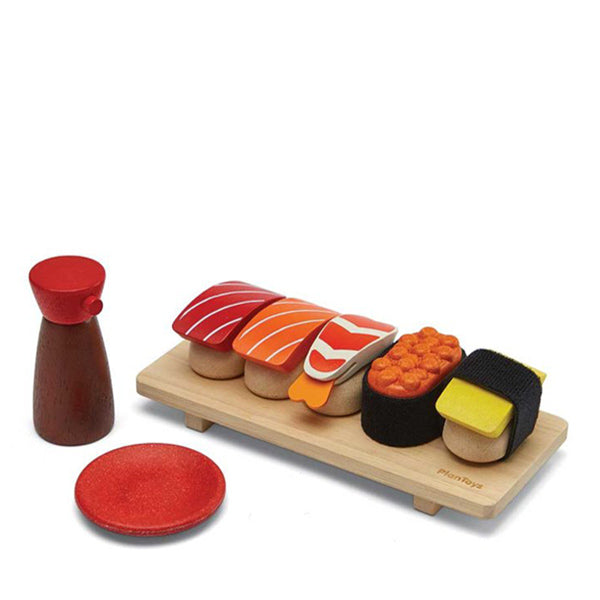 wooden sushi toy set