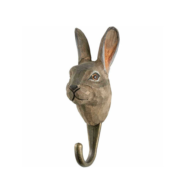 Wildlife Garden Hand Carved Animal Hook - Mountain Hare
