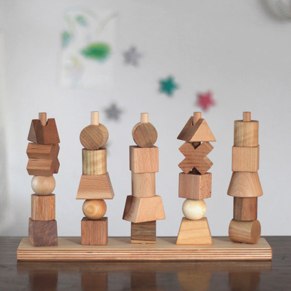 natural wood stacking toy