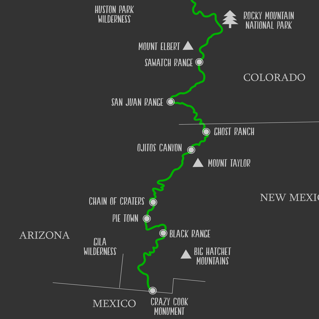 Continental Divide Trail Map  Continental Divide Hiking Trail Print – Nomadic Spices