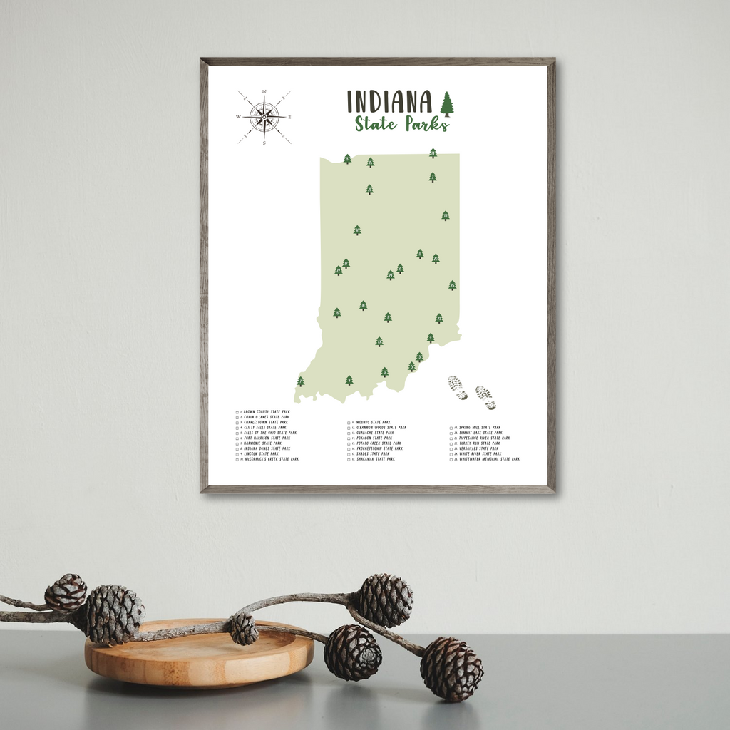 Printable Map Of Indiana State Parks Indiana State Parks Map | Gift For Hiker | Indiana Map | Digital Print –  Nomadic Spices