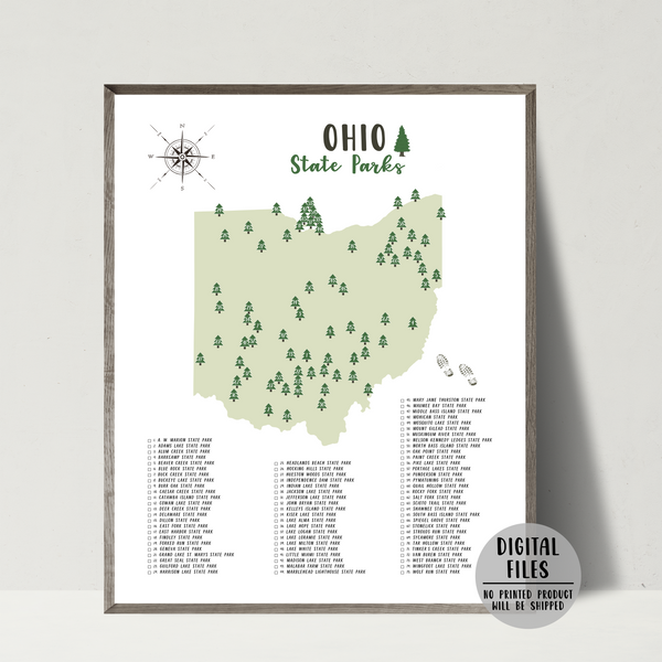 Ohio State Parks Map | Ohio Map Print | Gift For Adventurer – Nomadic