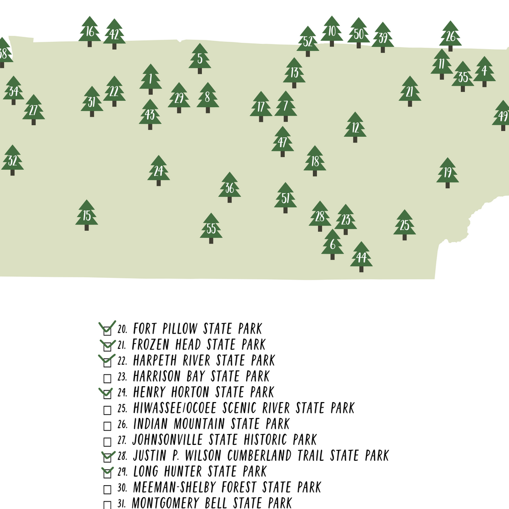 Tennessee State Parks Map Tennessee State Parks Map | Tennessee Map Print | Gift For Adventurer –  Nomadic Spices