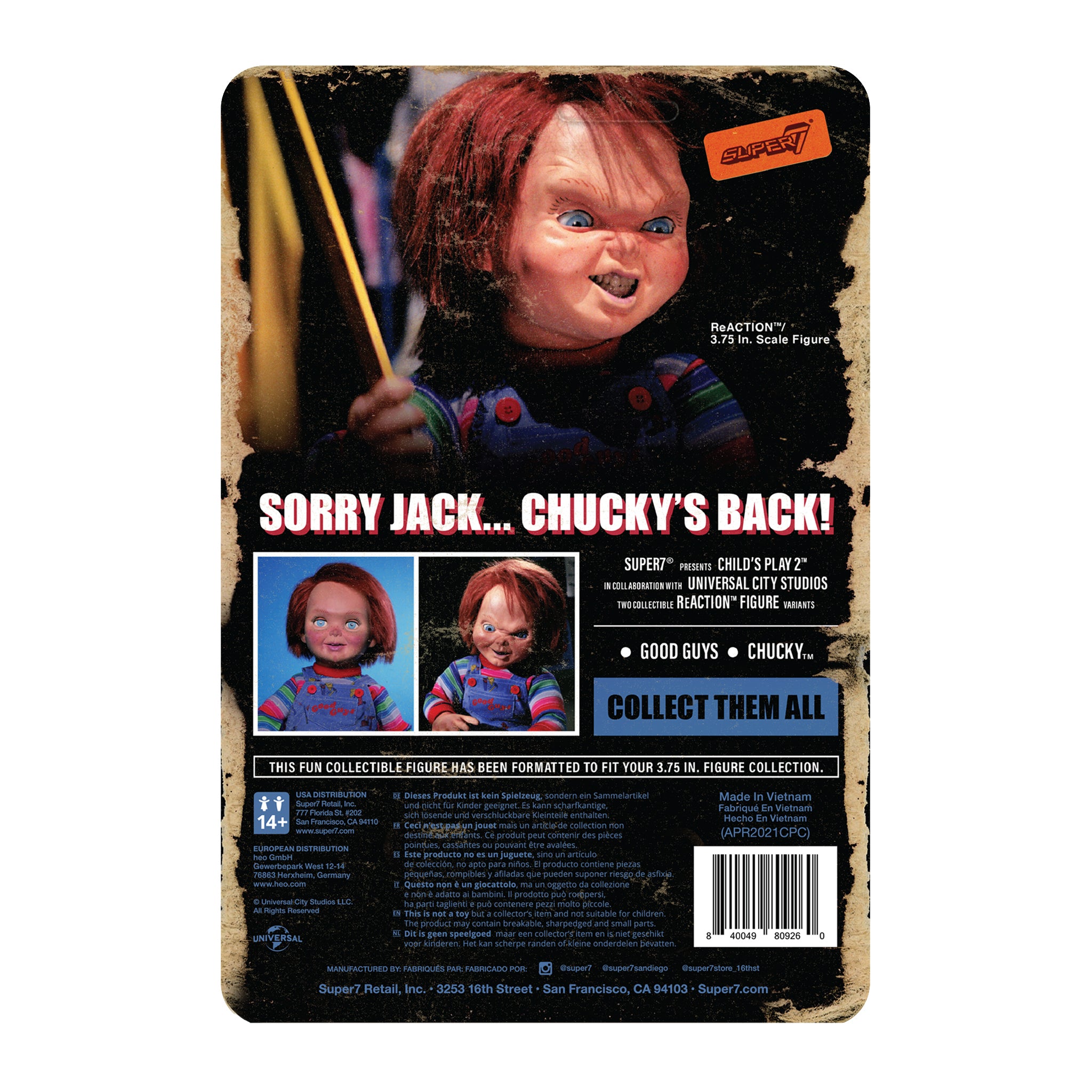 Child S Play Reaction Figure Evil Chucky Super7