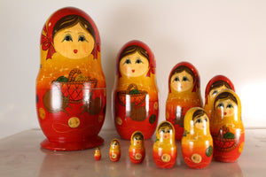 10 Pieces signed Matryoshka dolls