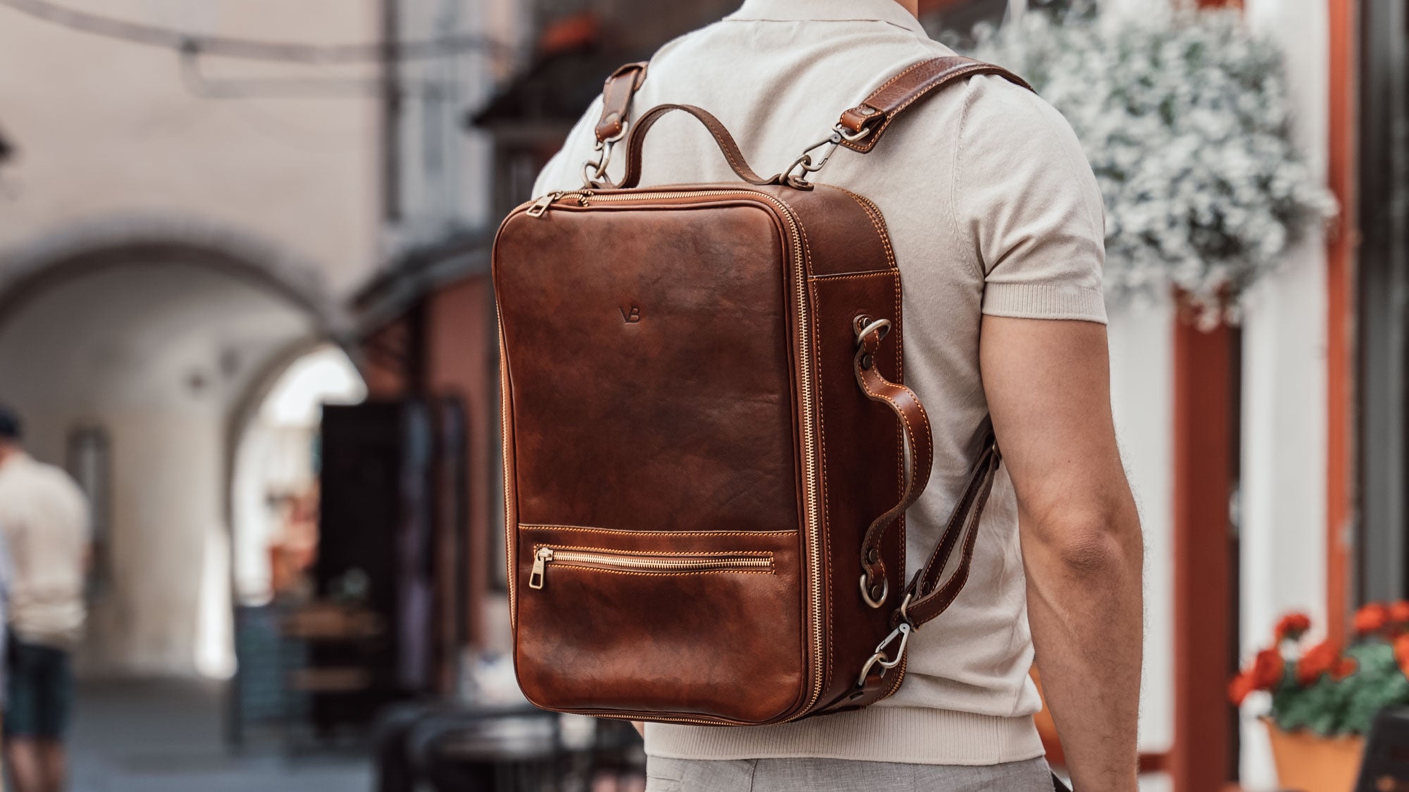 Convertible Leather Laptop Backpack for Men