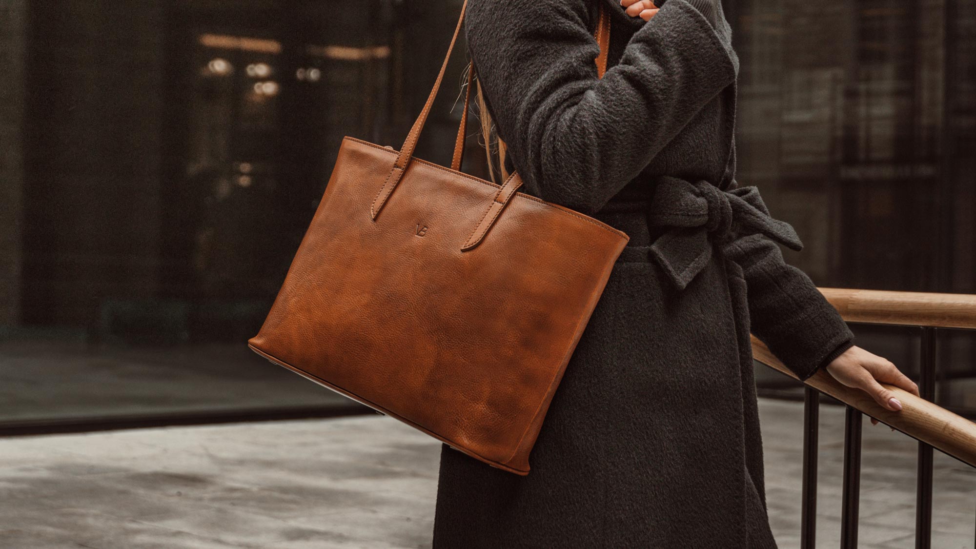 brown leather bag