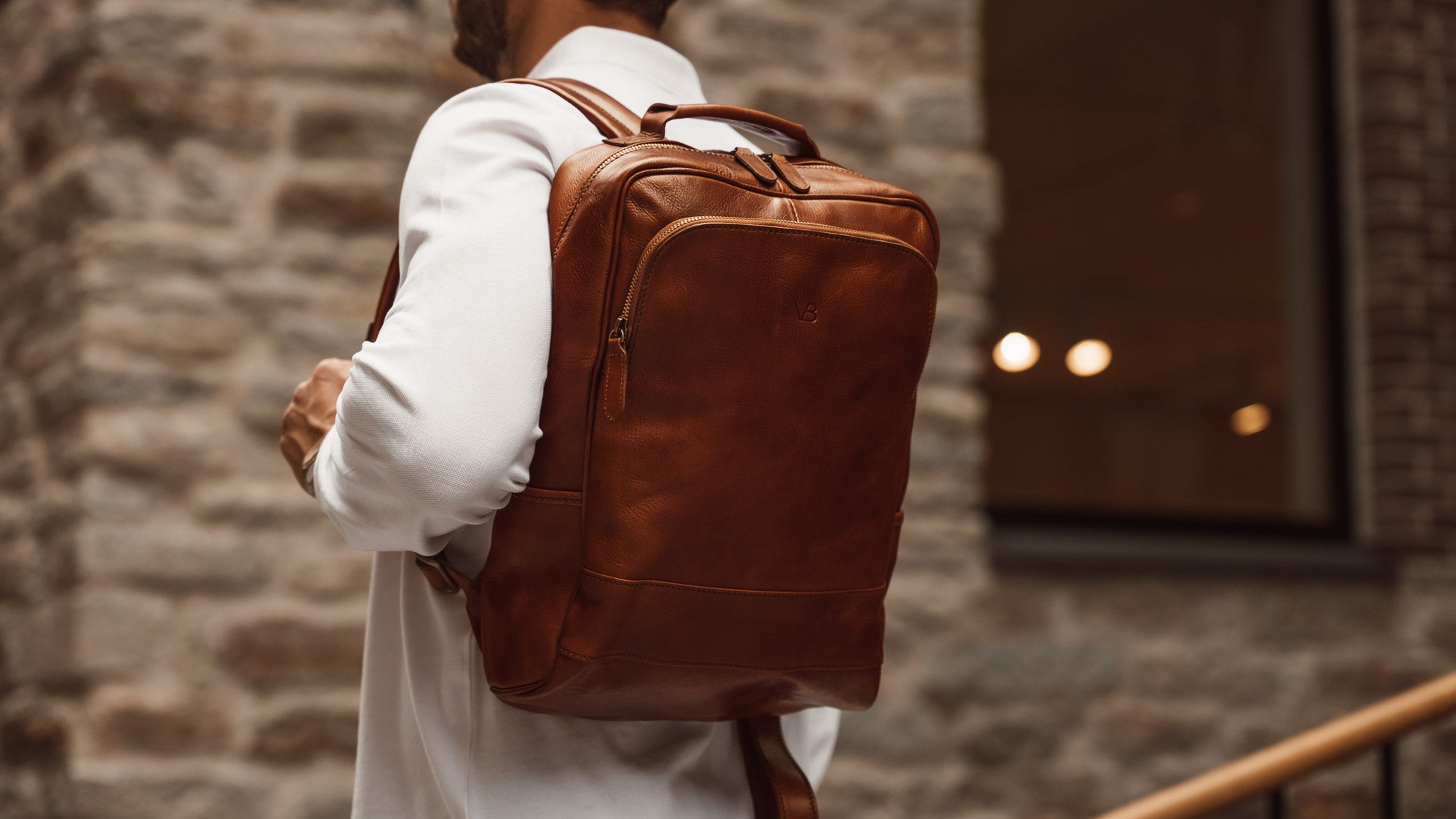 Italian Leather Laptop Backpack for Men - Von Baer