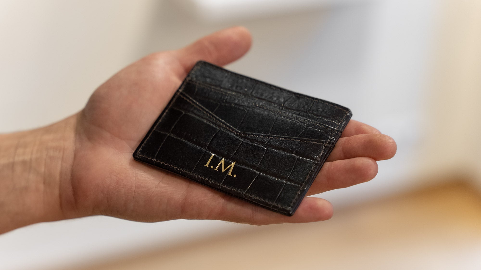 Personalised Leather Card Wallet  Add your name or initials - The