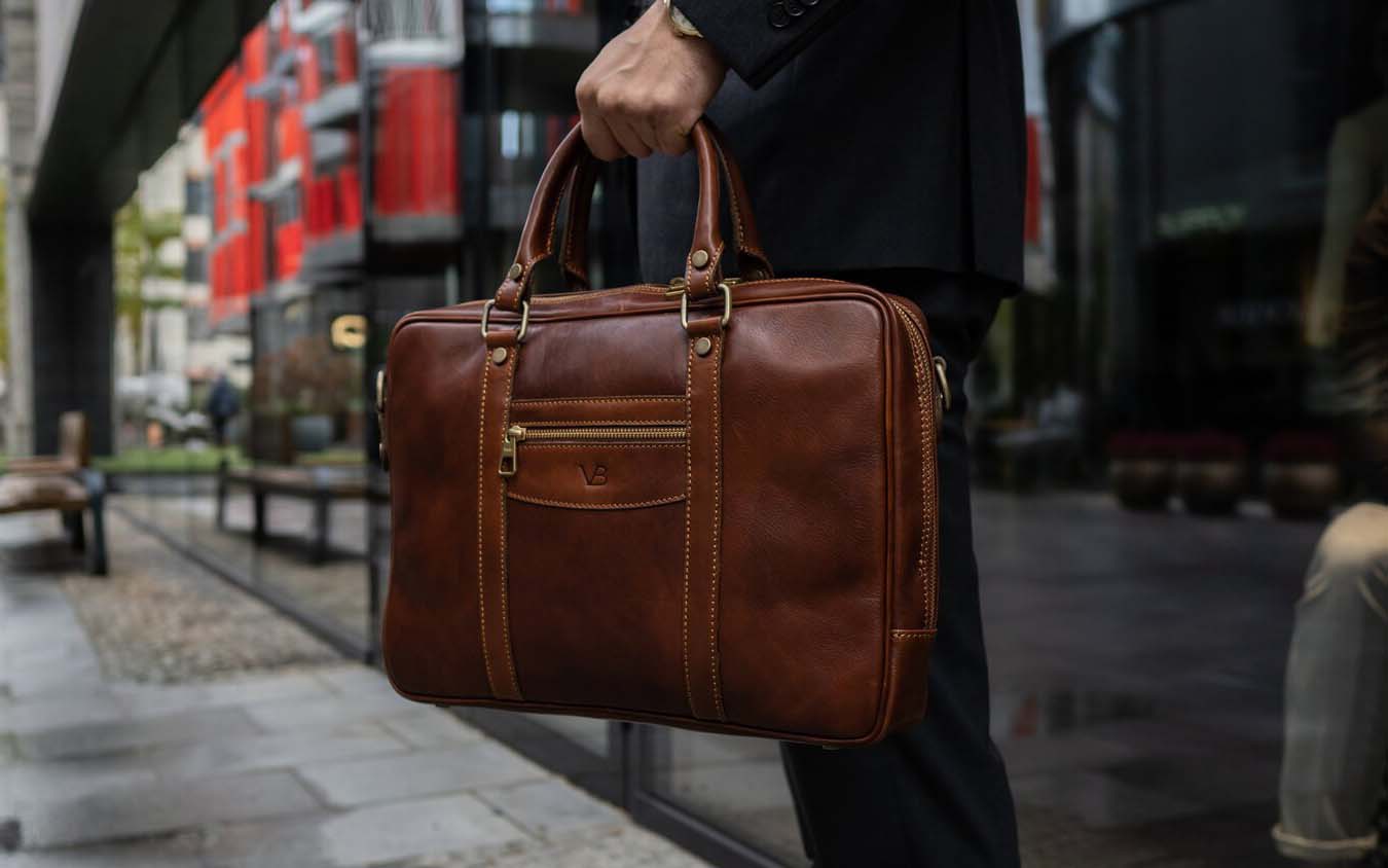 City leather laptop bag - Von Baer