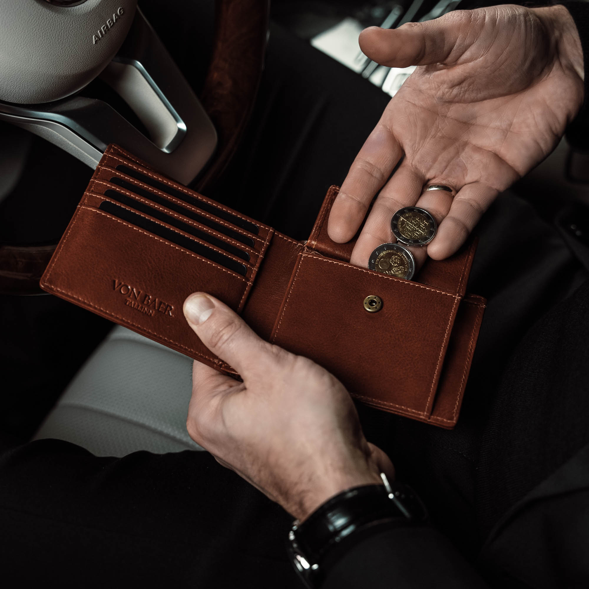 Contact's Genuine Leather Large Capacity Designer RFID Wallets for Men