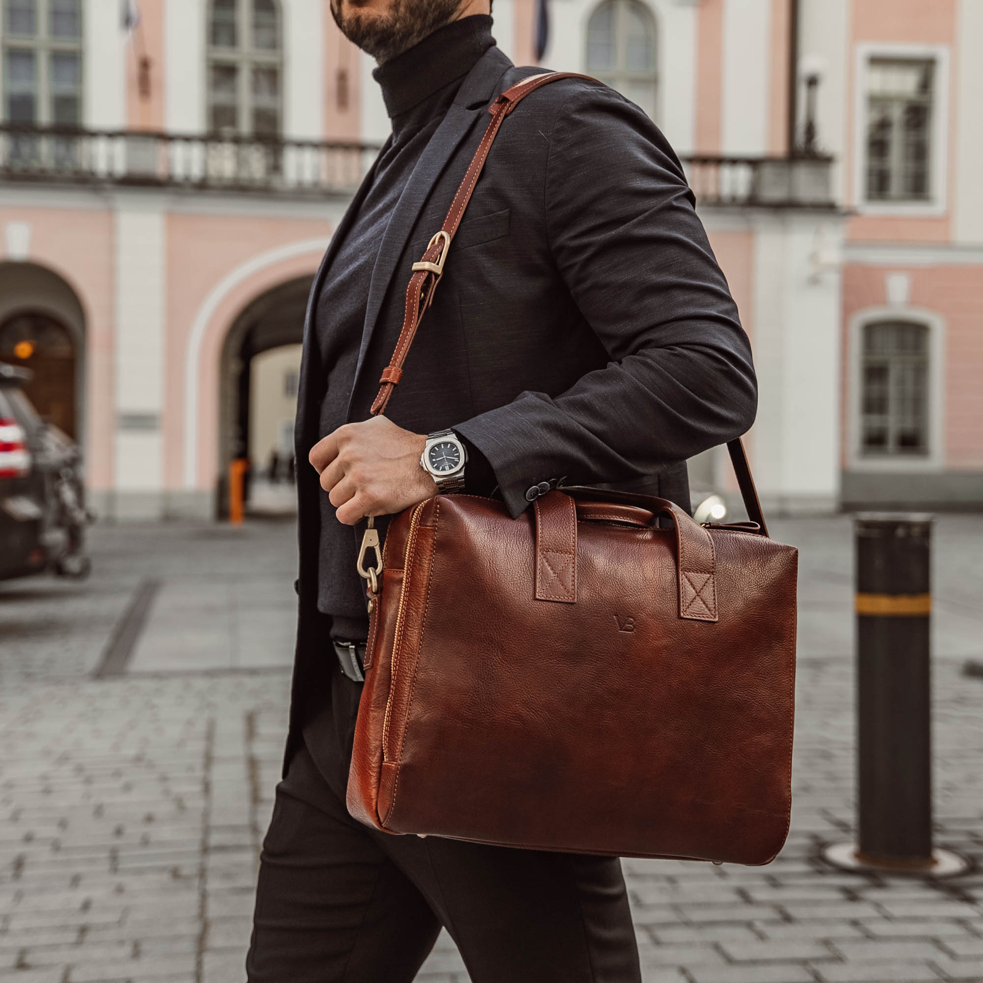 送料無料Leather Briefcase for Men Italian Handcrafted Full Grain