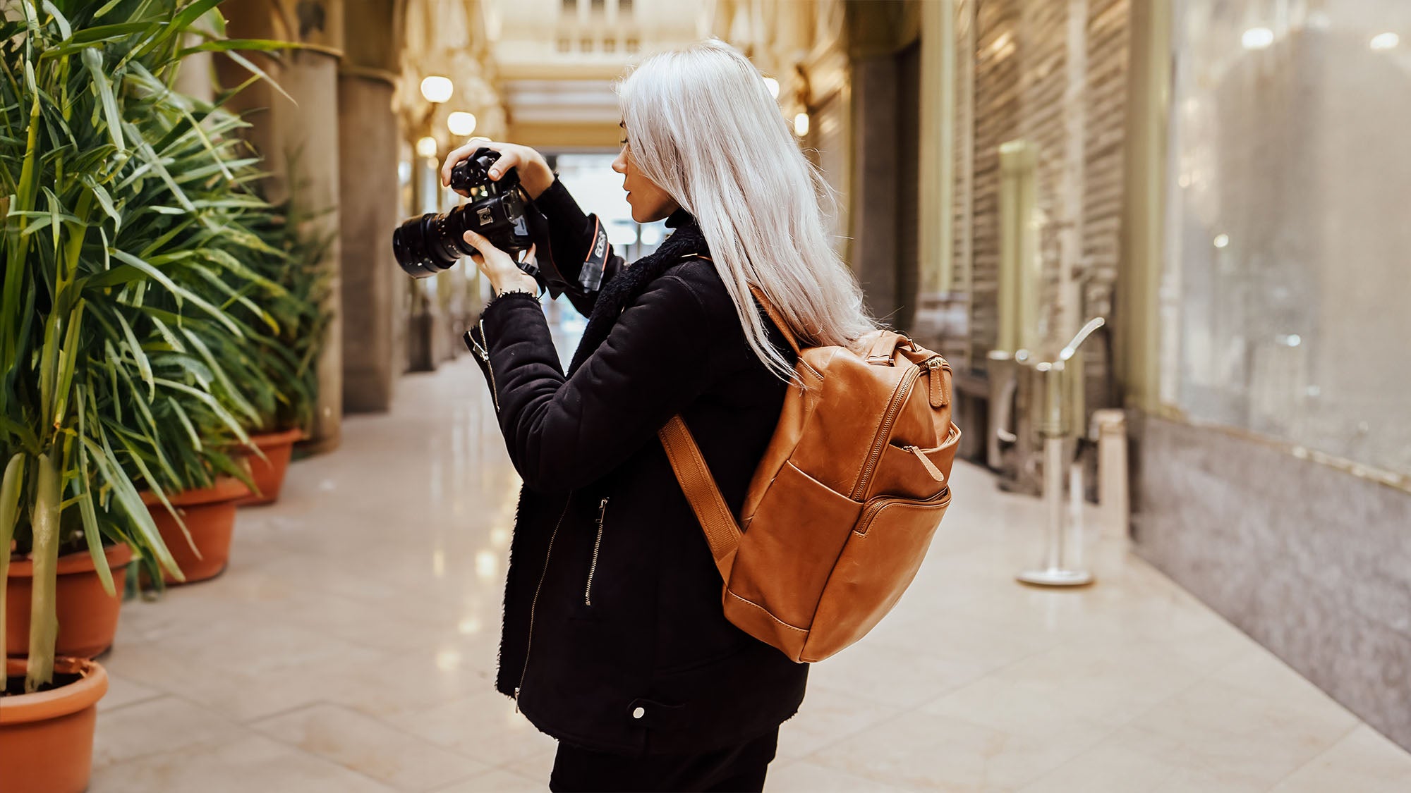 Women's Italian Leather Backpack for Work or Travel with 14 inch Laptop  Compartment