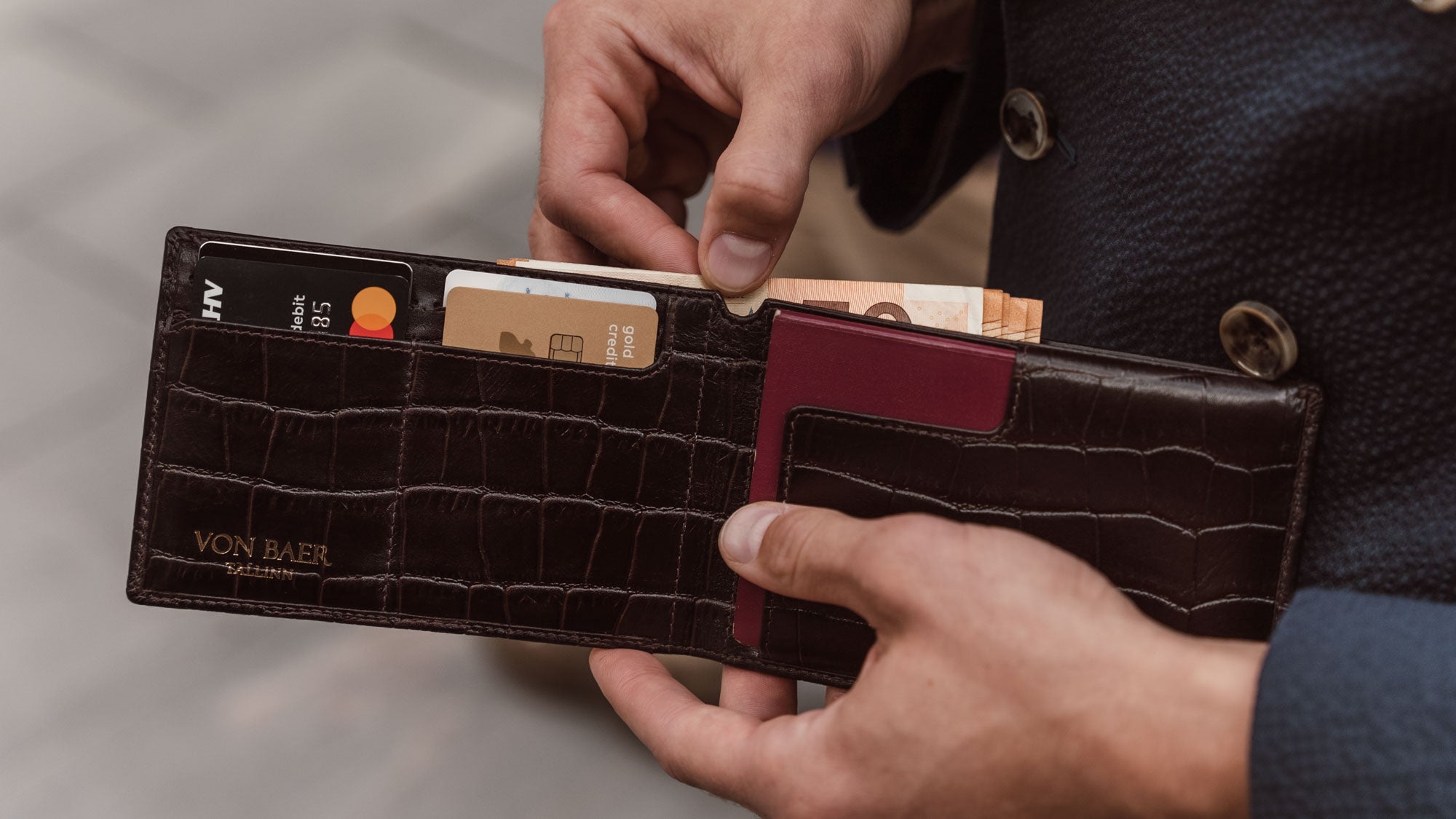 Luxury Italian Leather Money Clip Wallet for Men - Von Baer
