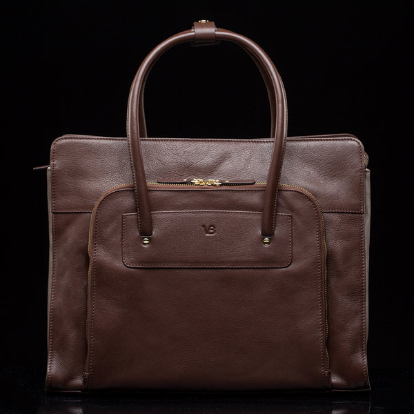 14 Inch Women's Designer Leather Laptop Bag (Black or Brown) - Von Baer