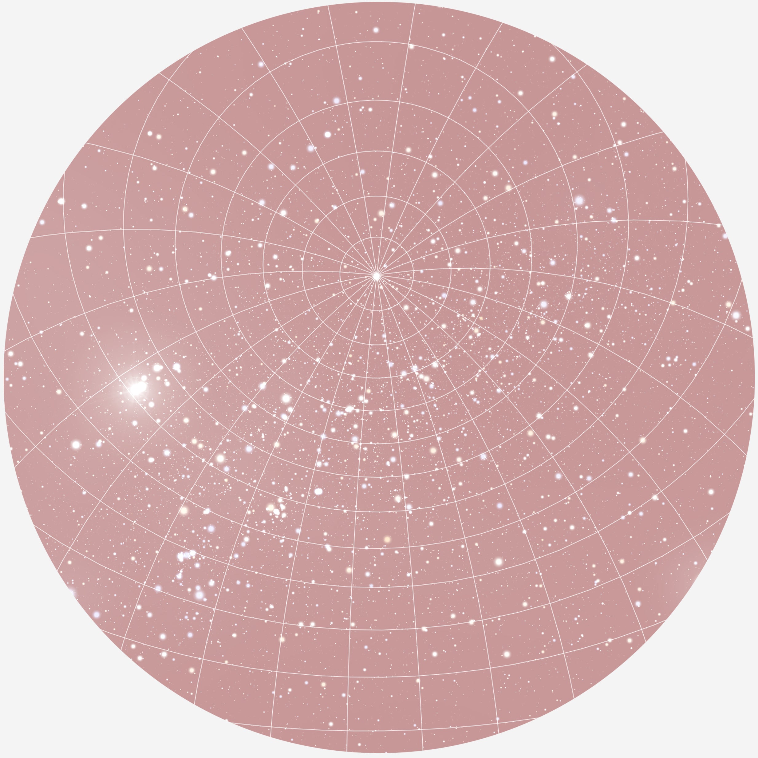 Billede af RUND PLAKAT MED PERSONLIG STJERNEHIMMEL (BLUSH)) - 20 cm / Stjernehimmel med gitter