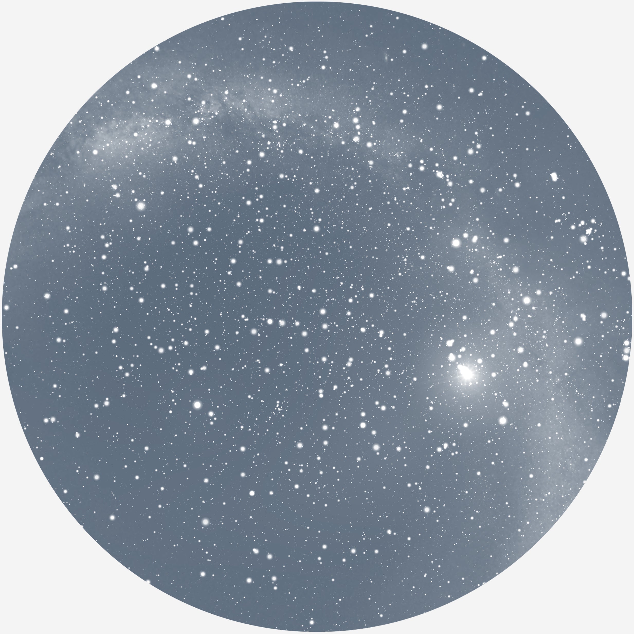 Billede af RUND PLAKAT MED PERSONLIG STJERNEHIMMEL (BLÅGRÅ) - 20 cm / Stjernehimmel med mælkevejen