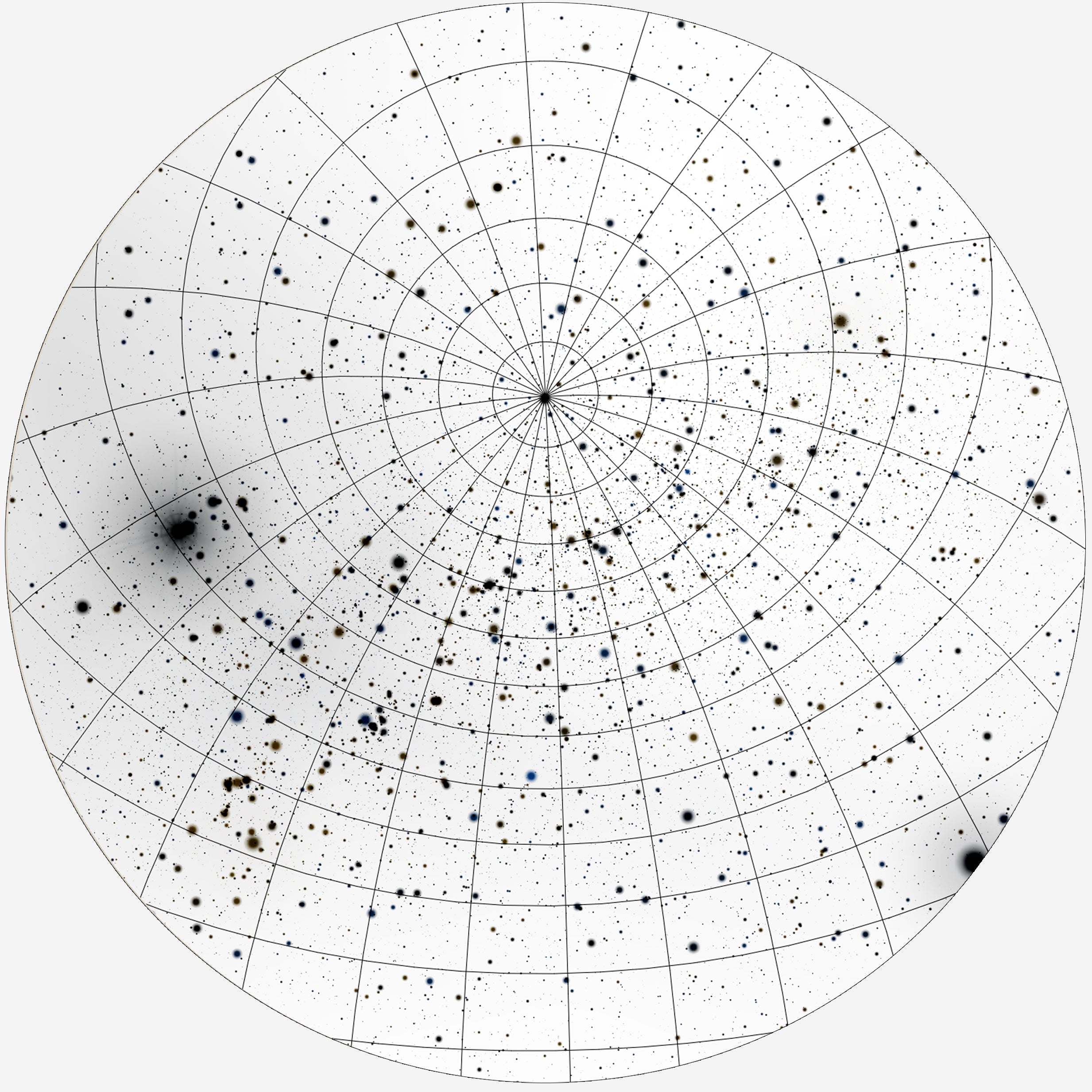 Billede af RUND PLAKAT MED PERSONLIG STJERNEHIMMEL (HVID) - 20 cm / Stjernehimmel med gitter