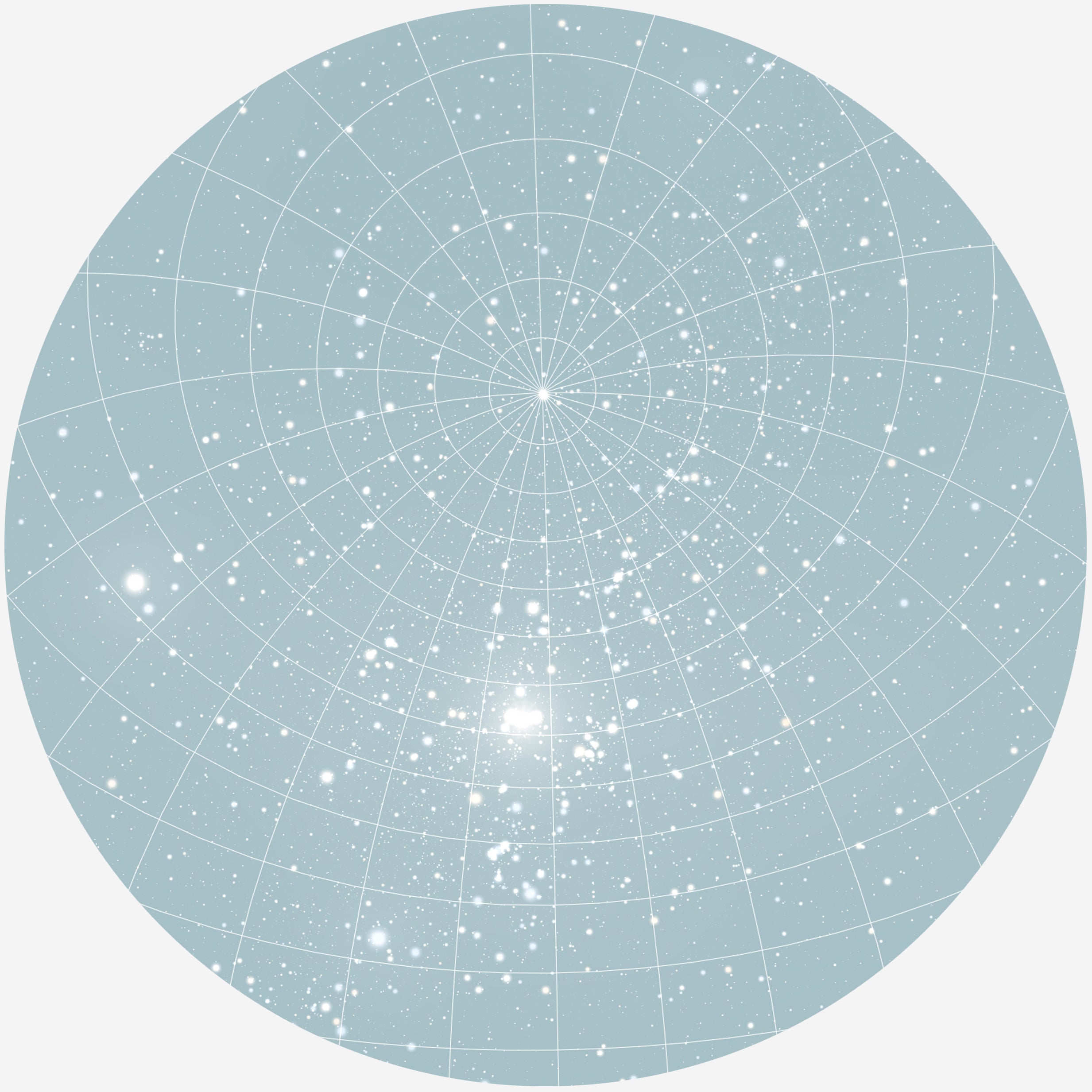 Se RUND PLAKAT MED PERSONLIG STJERNEHIMMEL (LYSEBLÅ) - 20 cm / Stjernehimmel med gitter hos KISPUS