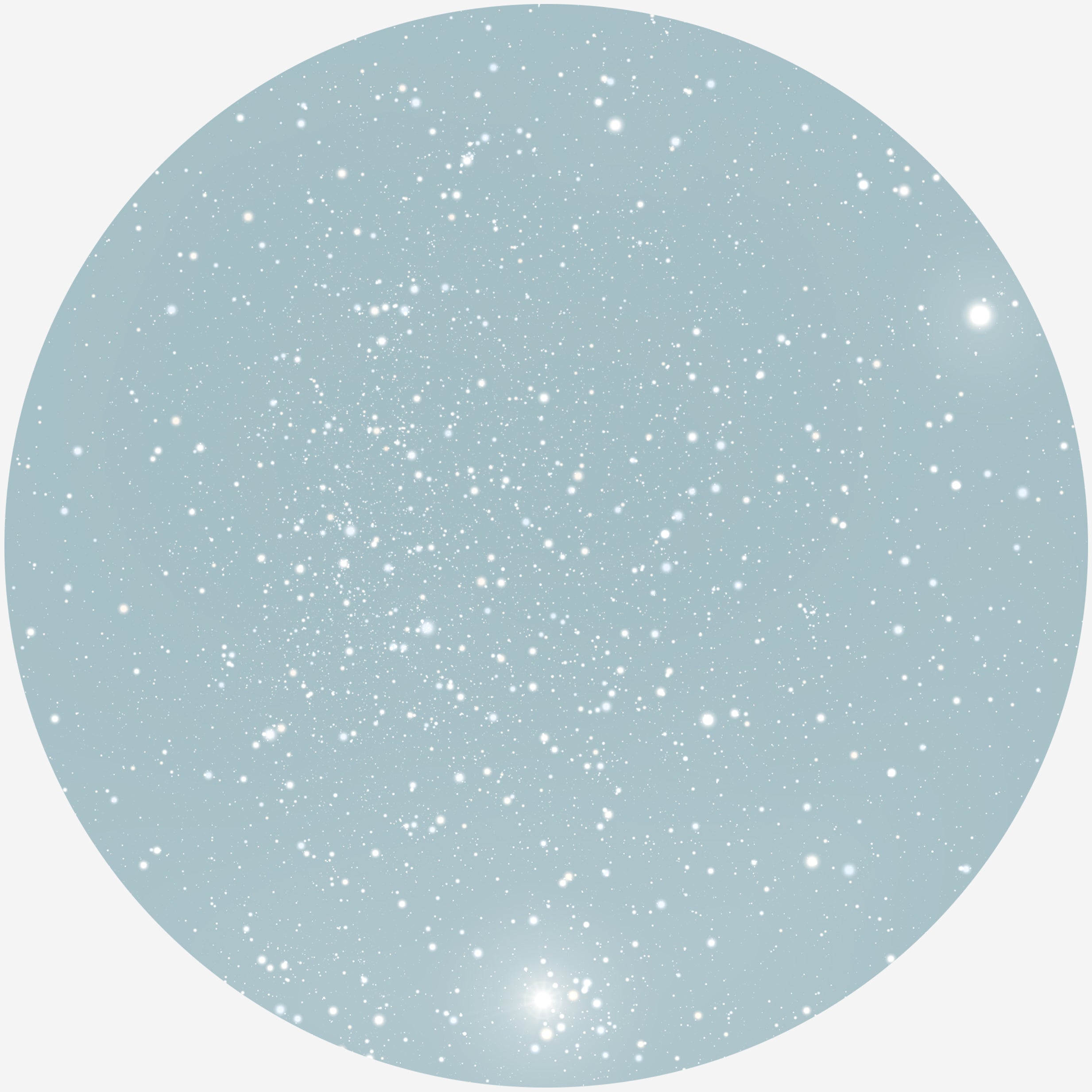 Billede af RUND PLAKAT MED PERSONLIG STJERNEHIMMEL (LYSEBLÅ) - 20 cm / Klar stjernehimmel