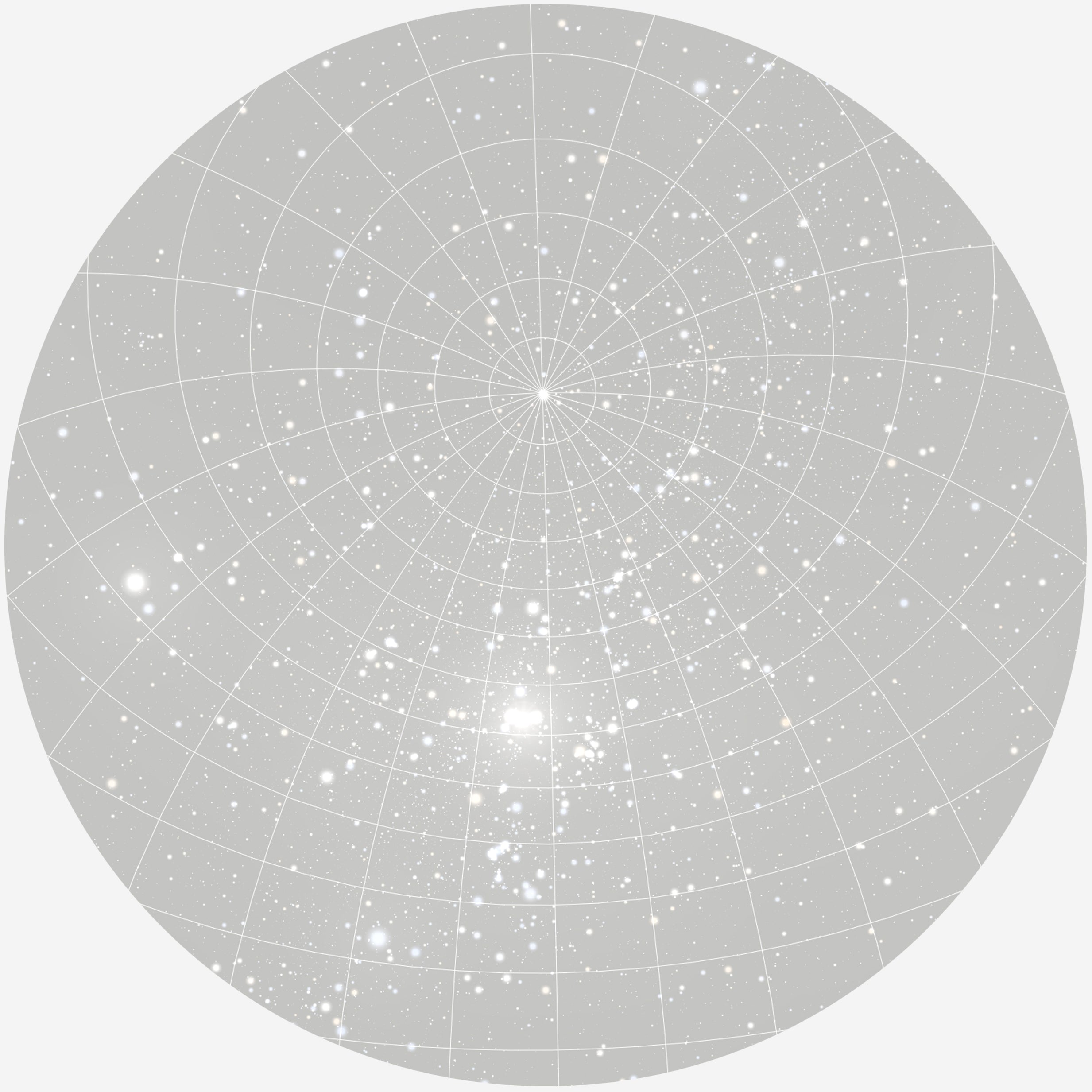 Billede af RUND PLAKAT MED PERSONLIG STJERNEHIMMEL (LYSEGRÅ) - 20 cm / Stjernehimmel med gitter
