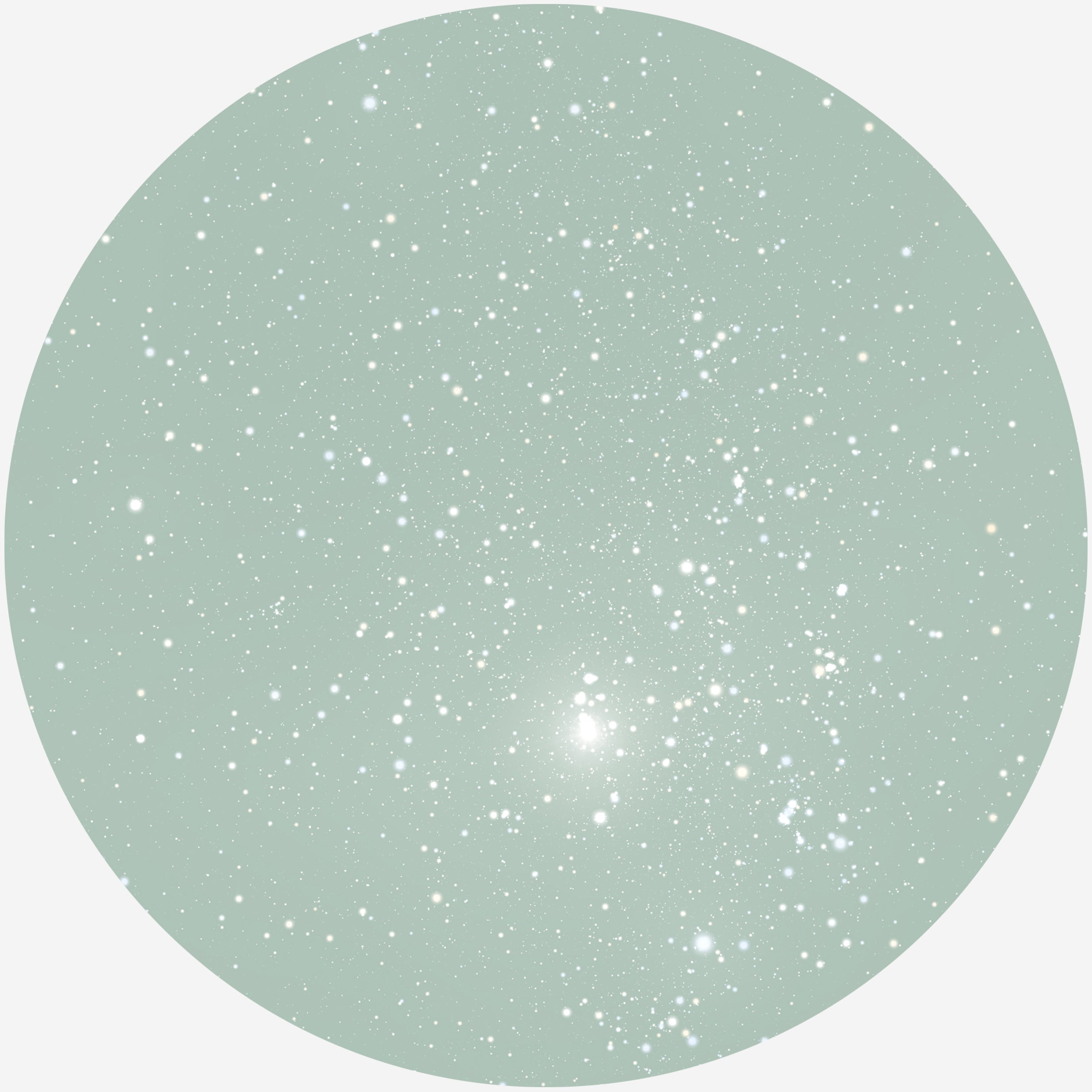 Billede af RUND PLAKAT MED PERSONLIG STJERNEHIMMEL (LYSEGRØN) - 20 cm / Klar stjernehimmel