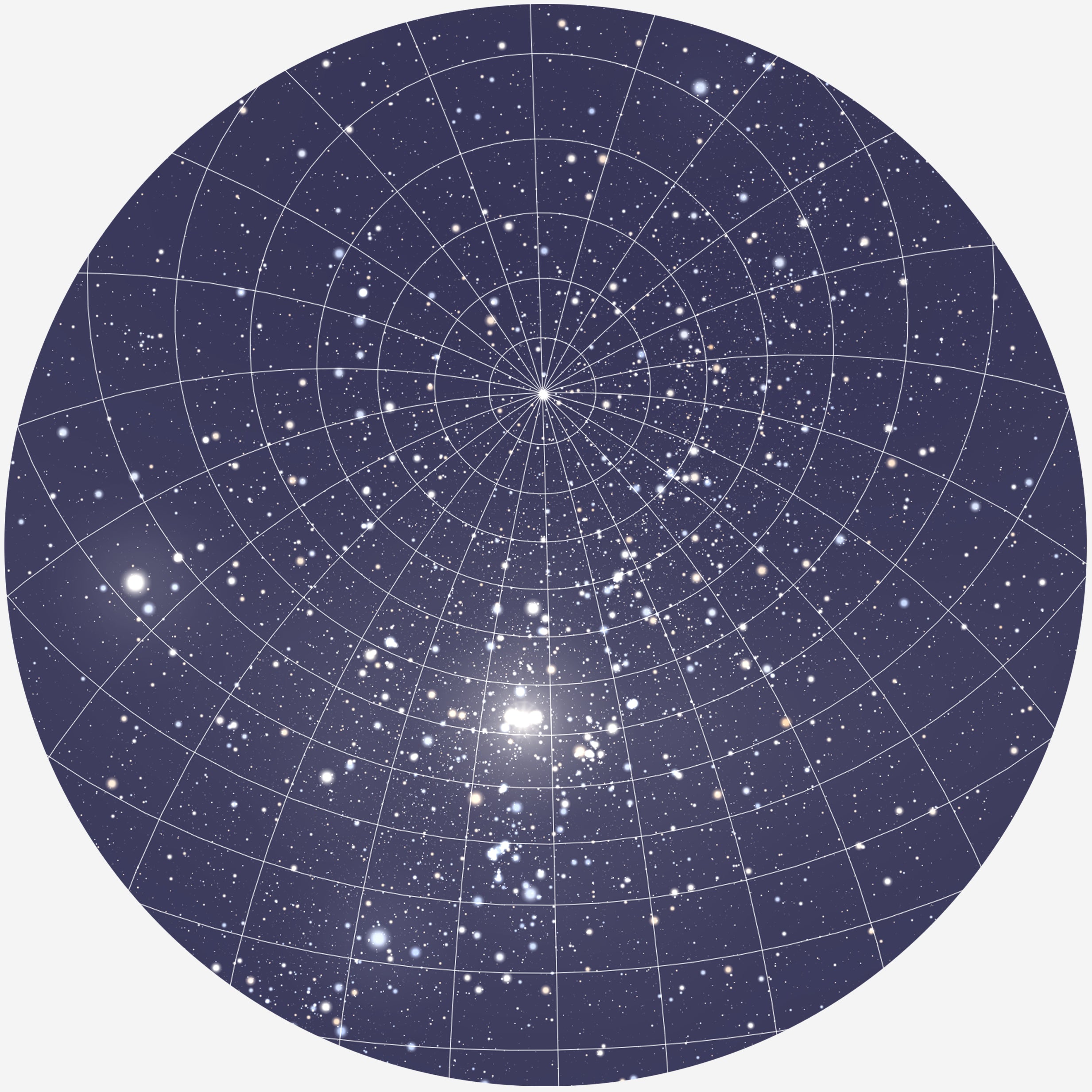 Billede af RUND PLAKAT MED PERSONLIG STJERNEHIMMEL (MØRKEBLÅ) - 20 cm / Stjernehimmel med gitter