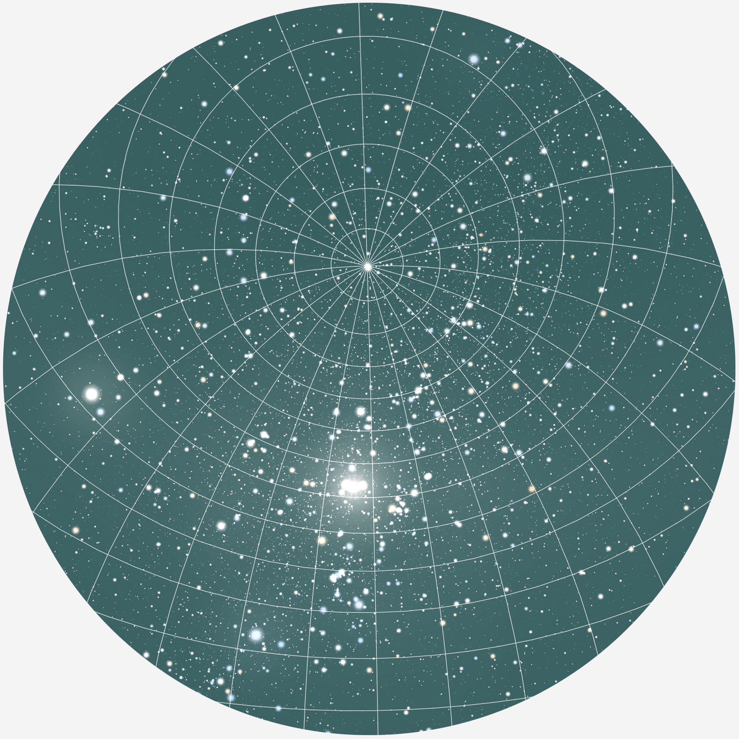 Se RUND PLAKAT MED PERSONLIG STJERNEHIMMEL (MØRKEGRØN) - 20 cm / Stjernehimmel med gitter hos KISPUS