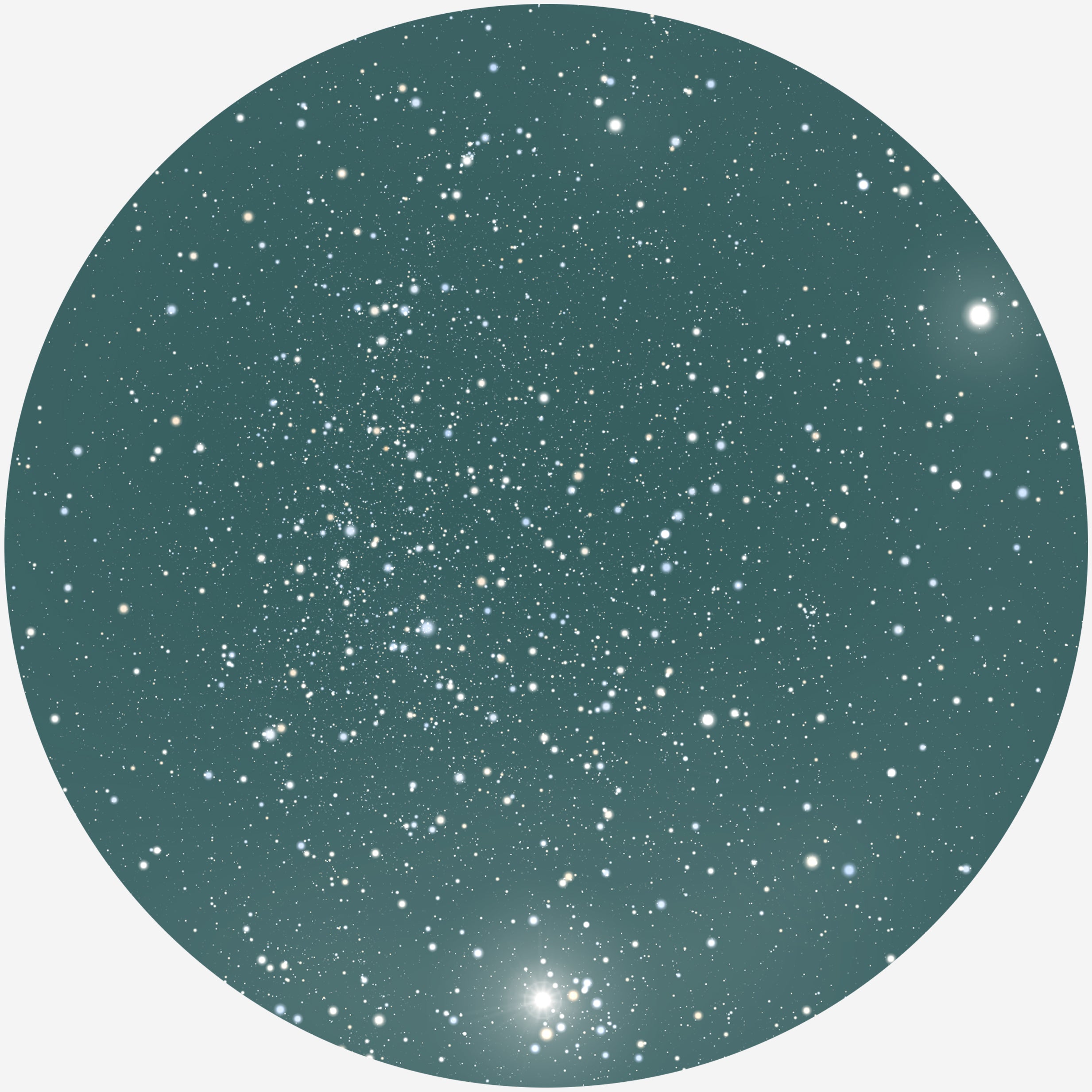 Billede af RUND PLAKAT MED PERSONLIG STJERNEHIMMEL (MØRKEGRØN) - 20 cm / Klar stjernehimmel