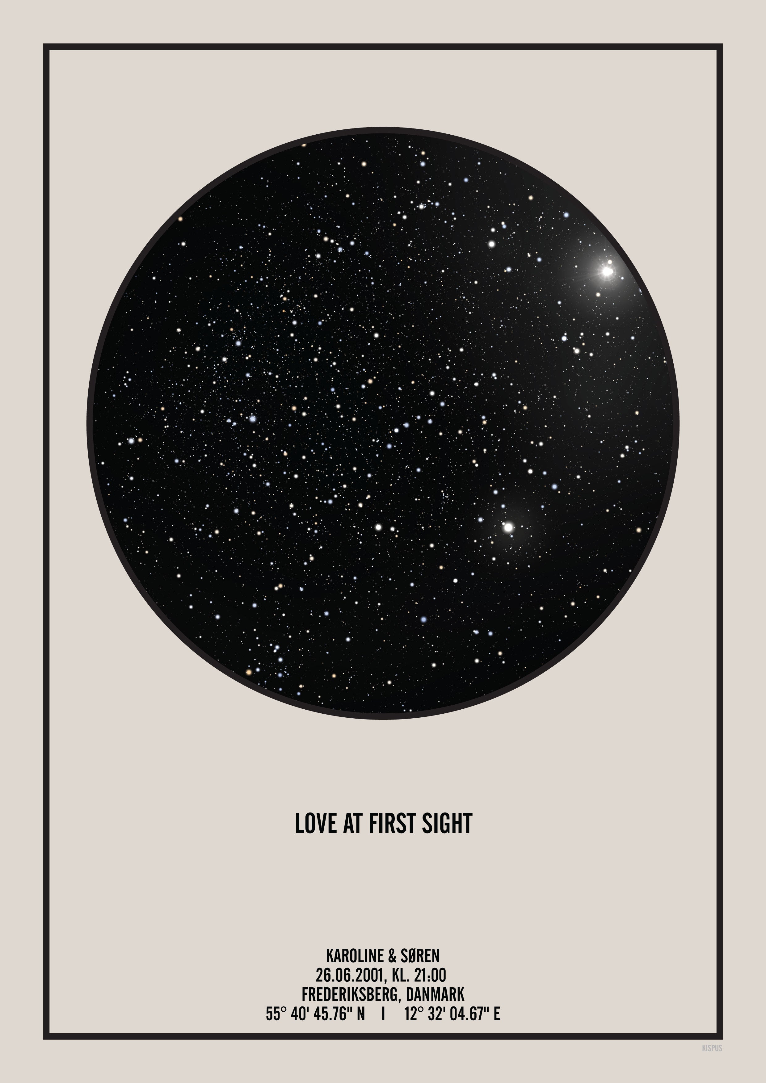 Billede af PERSONLIG STJERNEHIMMEL PLAKAT (RÅHVID) - A4 / Klar stjernehimmel