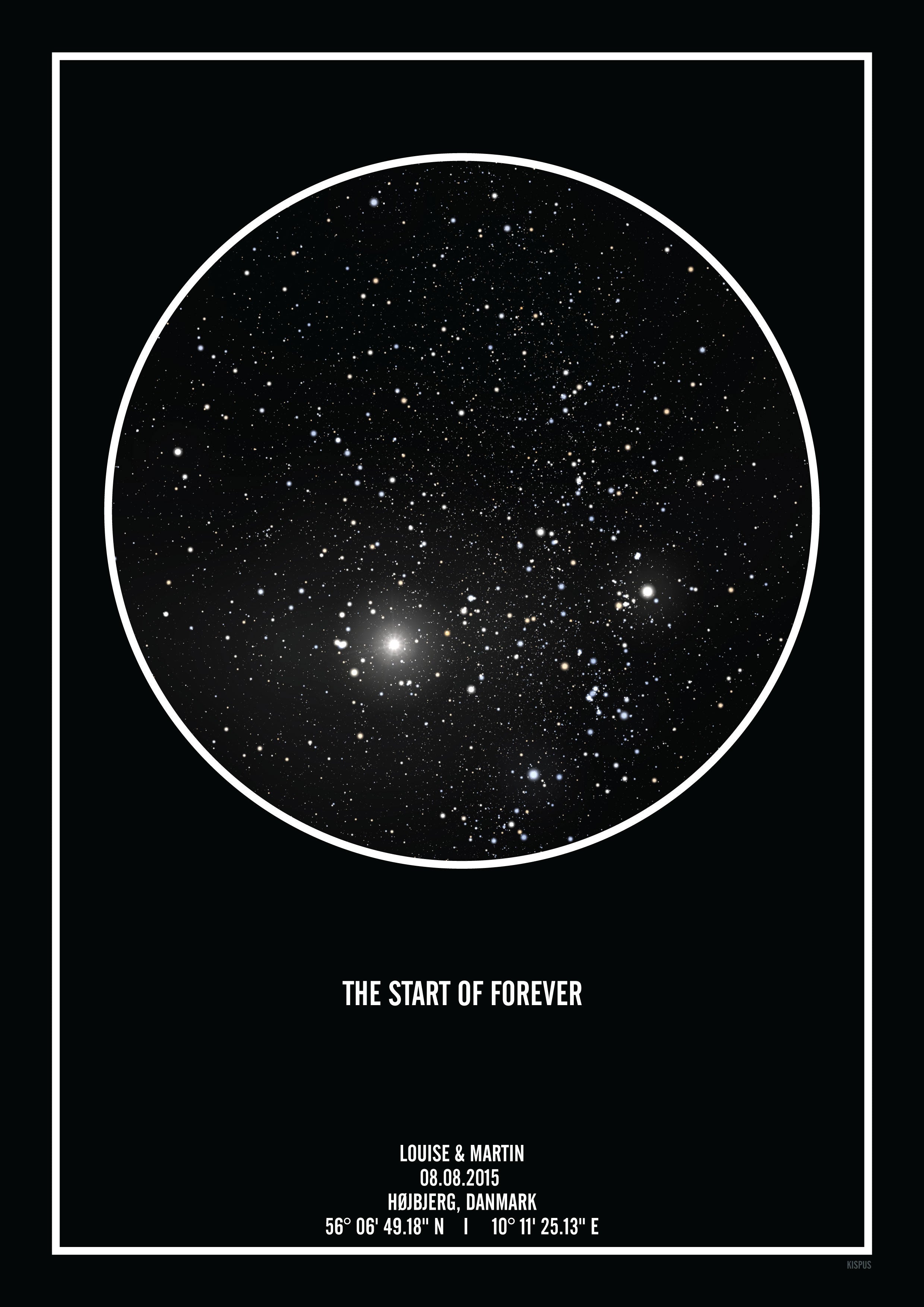 Billede af PERSONLIG STJERNEHIMMEL PLAKAT (SORT) - A4 / Klar stjernehimmel
