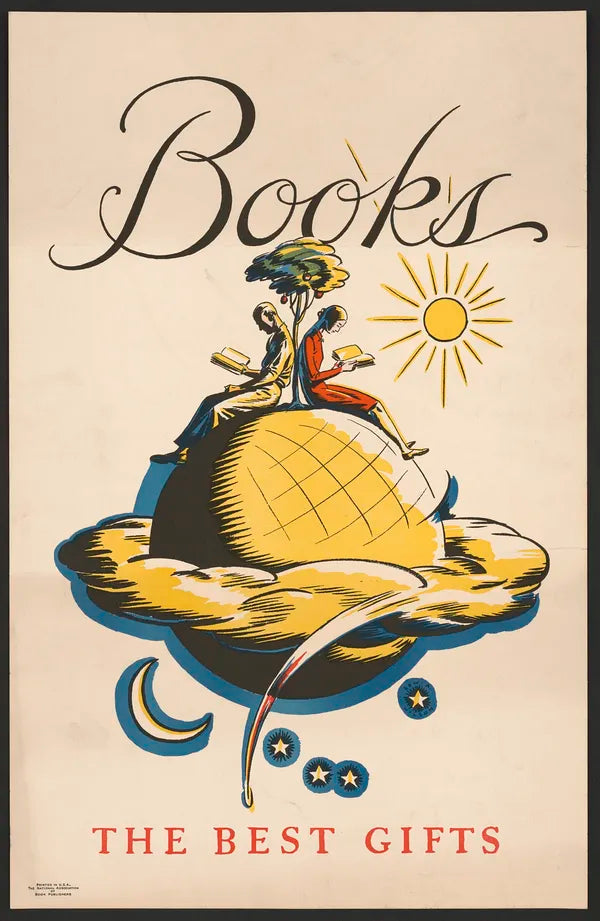 “Books, The Best Gifts” Poster (1920s) | Edward A Wilson | Vintage wall art print  The Trumpet Shop   
