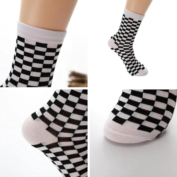 Chaussettes à Damier Style Coréen