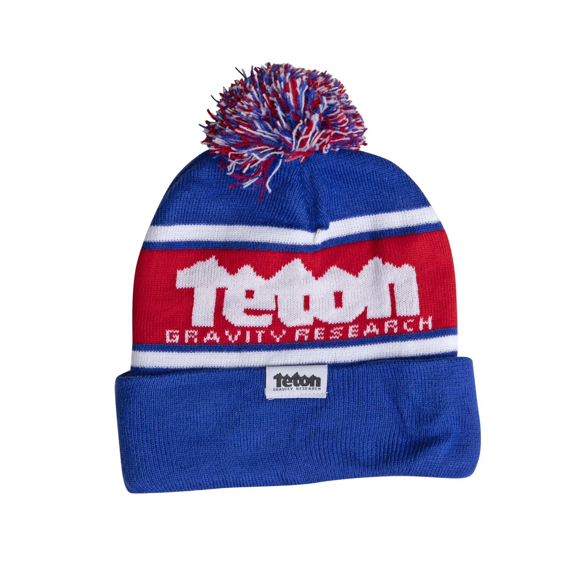 SORBA Red and Blue Pom-Pom Beanie