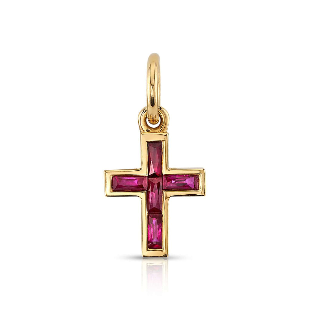 MINI CARMELA CROSS WITH GEMSTONES CHARM | SINGLE STONE