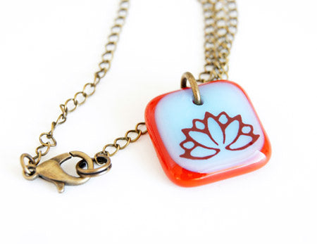 lotus flower necklace with brass chain