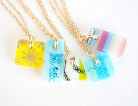 one of a kind handmade glass pendant necklaces from reclaimed glass