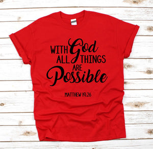 Matthew 19:26 Christian T Shirt