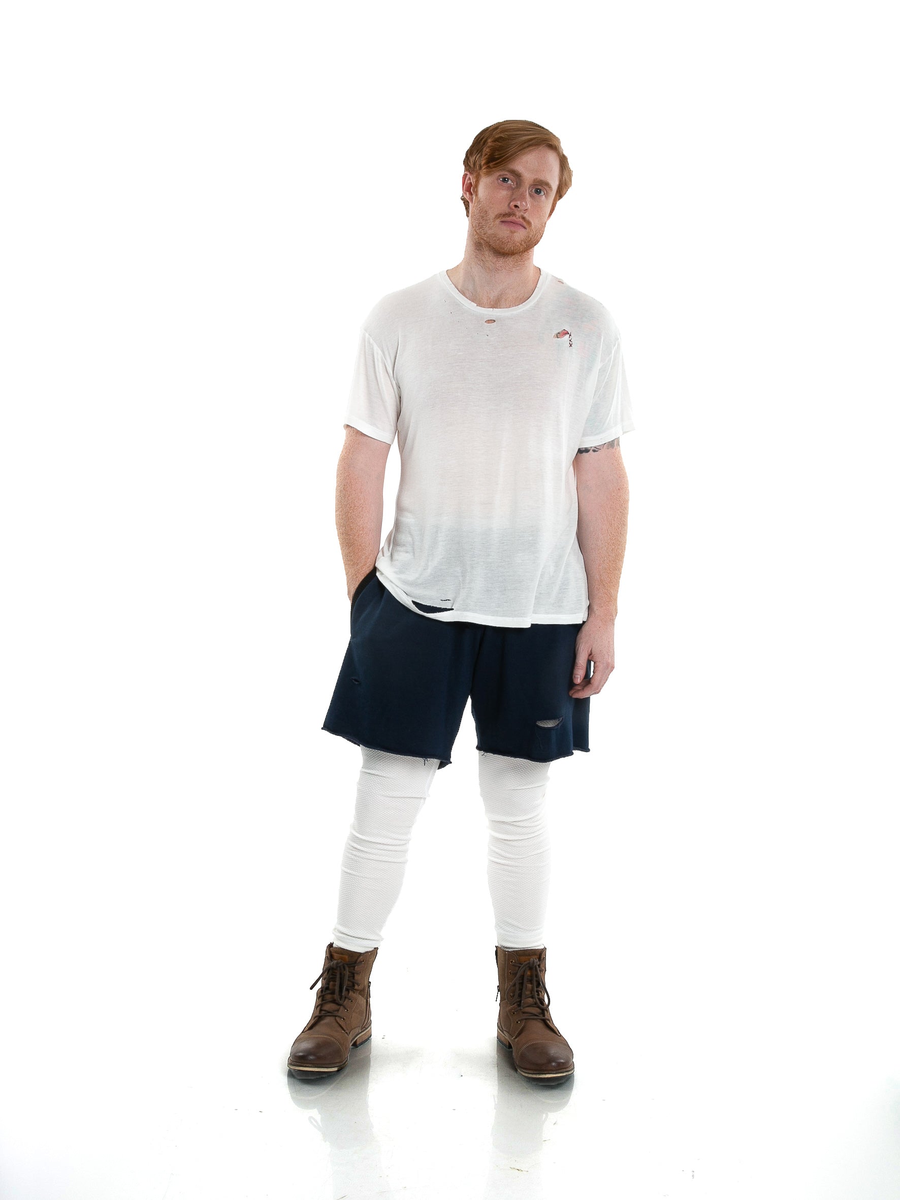 Distressed Terry Cloth | Terry Short in Navy | Strapped MFG