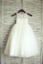 Ball Gown Ivory Tulle Flower Girl Dress With Lace Bodice