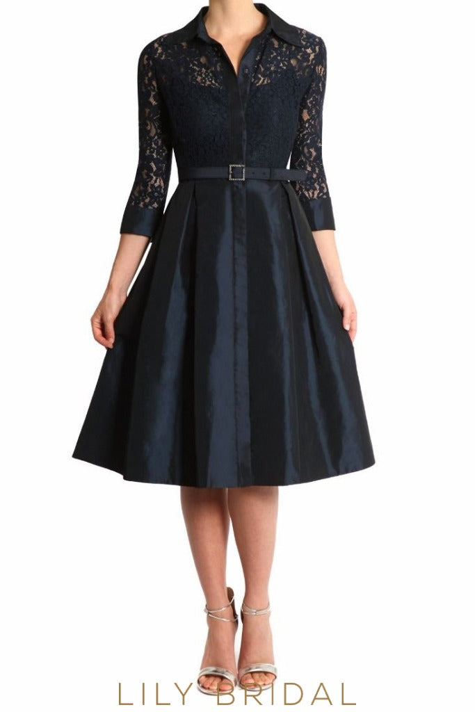 black dress with 3 4 length sleeves