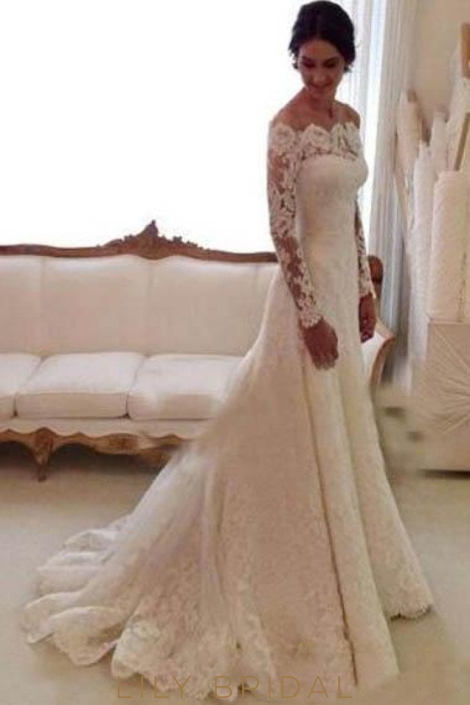 Off the Shoulder Lace Wedding Dress