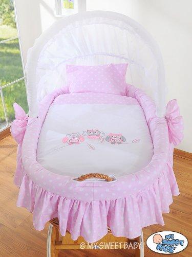 My Sweet Baby A Little Owls Wicker Crib Moses Basket Pink