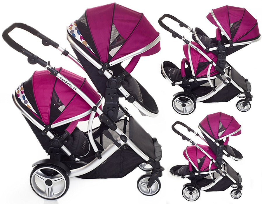 pink double pushchair