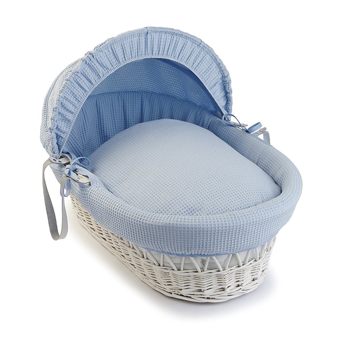 blue wicker moses basket