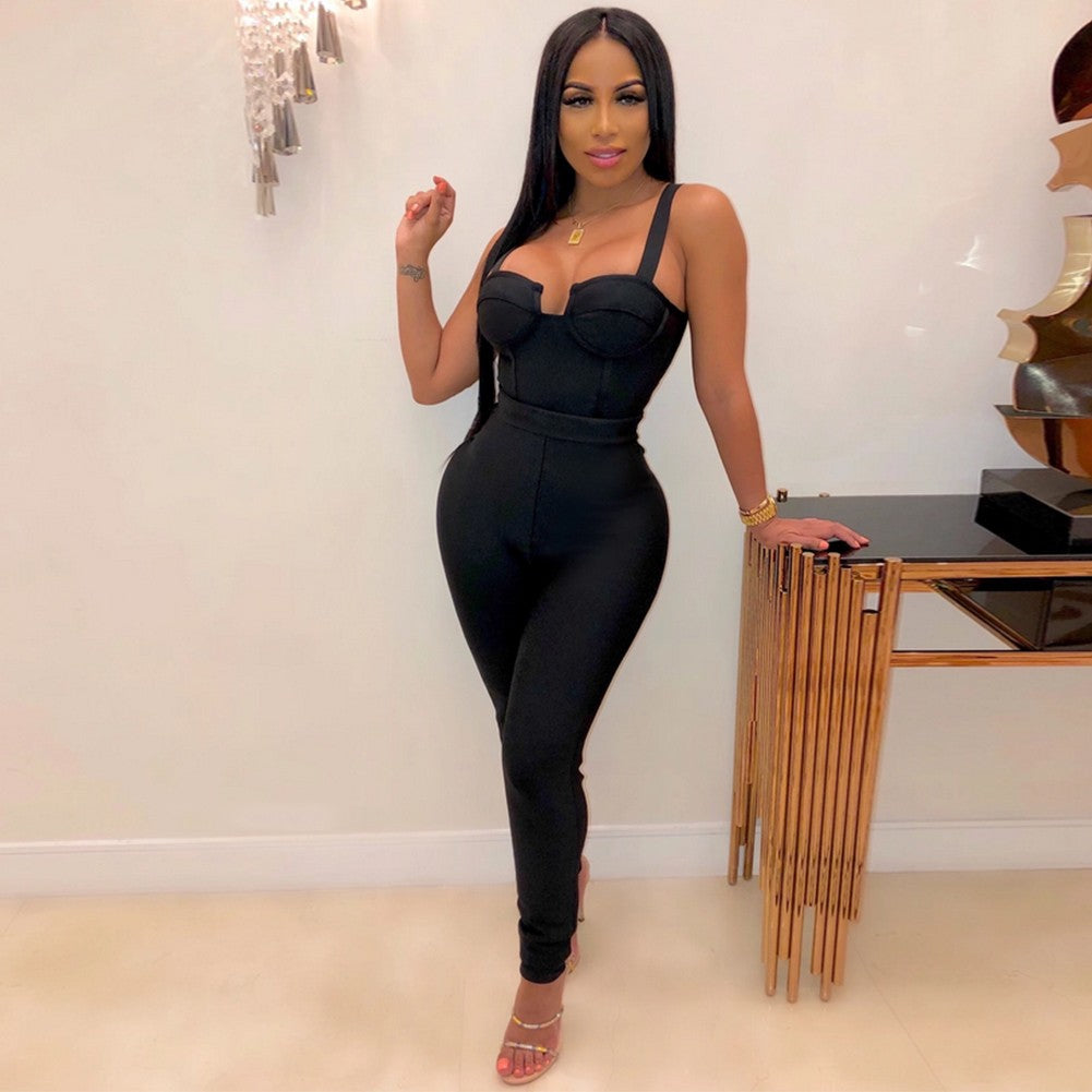 black bandage jumpsuit