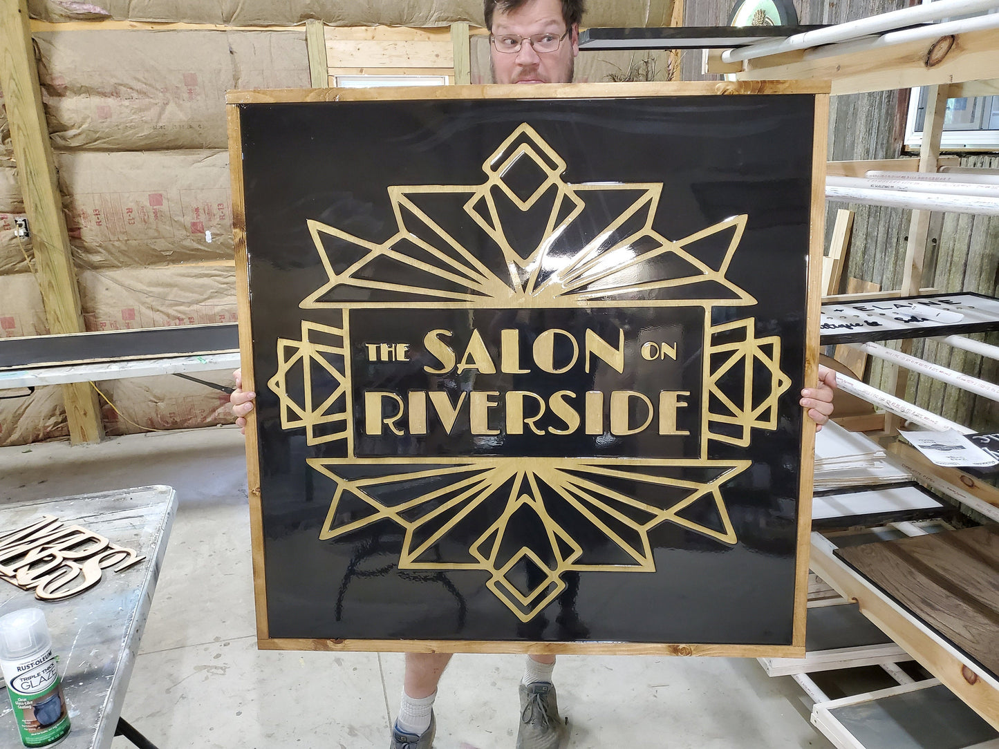 3D Large Custom Business Sign Gold Black Extra Large Detail We Use Your Actual Graphic Business Logo Wood